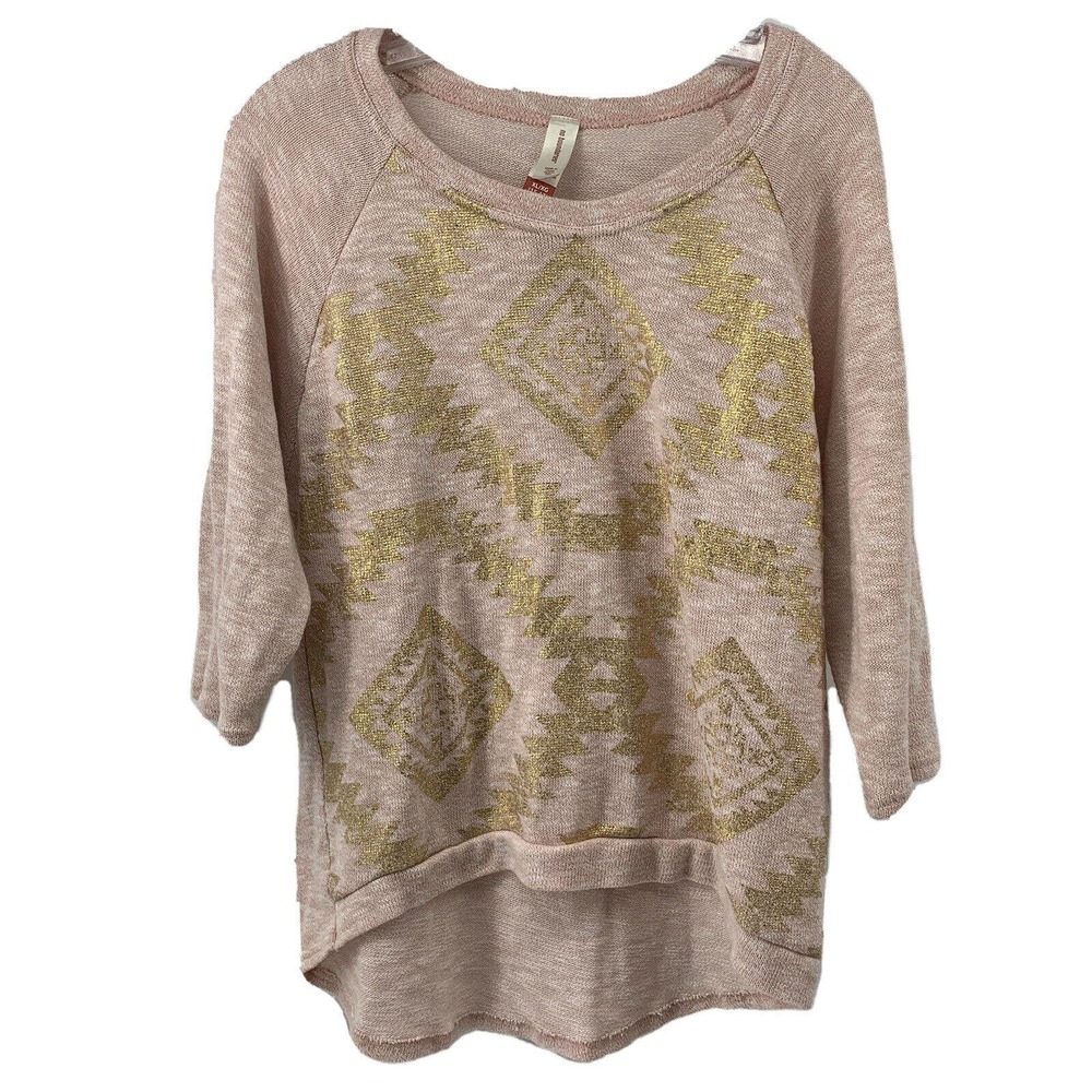 Pink & Gold High Low Top 3/4 Sleeve